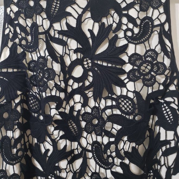 Black Crochet Lace with White Lining Dress By Banana Republic Size 6 - Picture 4 of 5